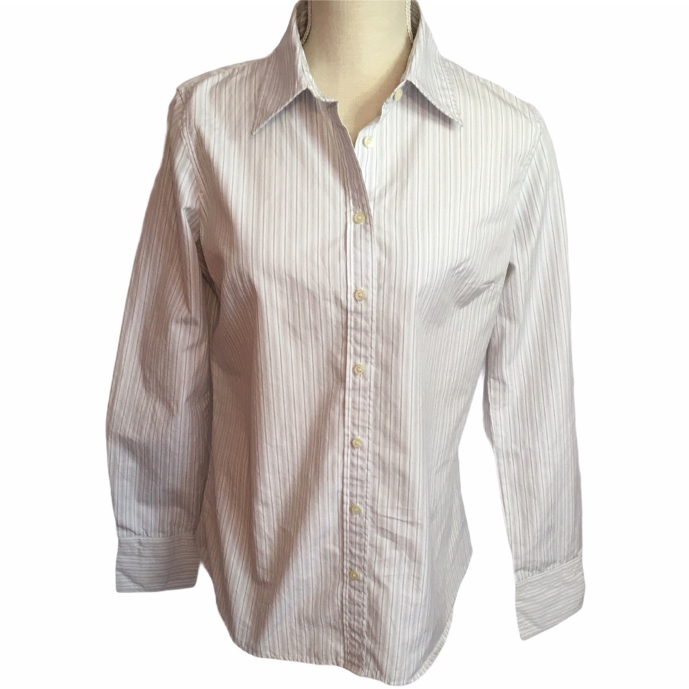 J. Crew White and Light Blue Pinstripe Button-Down Shirt